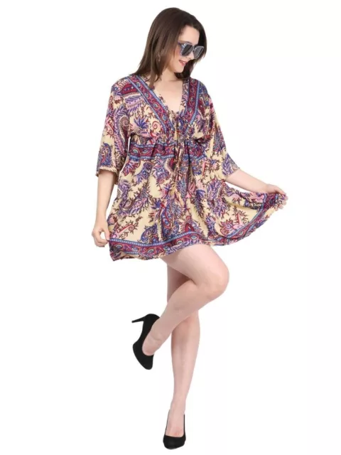 Robe courte à imprimé floral et col en V avec manches pour femmes, vente en...