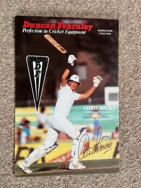 Chris Broad - England - Signed Duncan Fearnley Cricket Bats Postcard