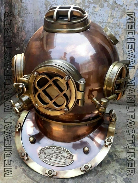 Casque de plongée rétro US Navy Mark V - Style antique - En laiton et acier - Cadeau maritime
