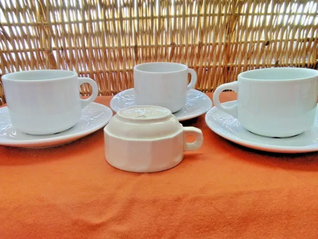Tasses - Pillivuyt  - Lot de 3 avec soucoupes + 1 petite tasse sans soucoupe