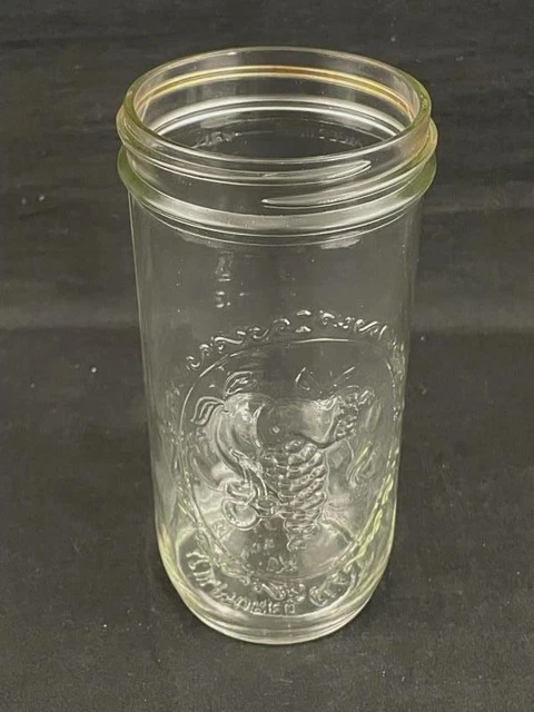 Vintage Ball Mason Jar Up To 18oz Size Clear Fruit Pattern No Lids Freezer