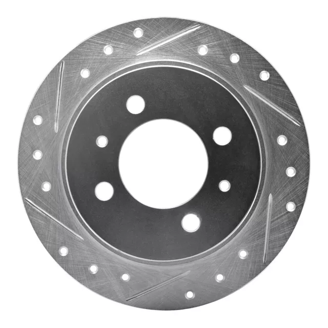 Disc Brake Rotor-Brake Rotor - Drilled And Slotted - Silver Rear Left DFC