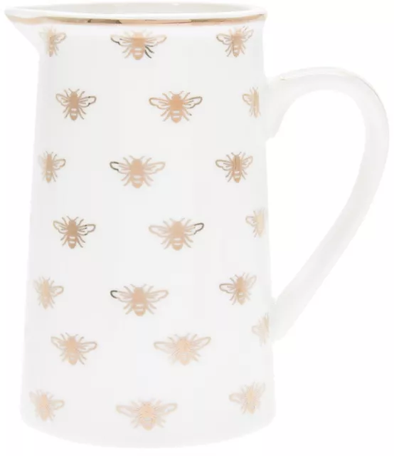 White with Gold Bees Fine China Jug - Gift Boxed