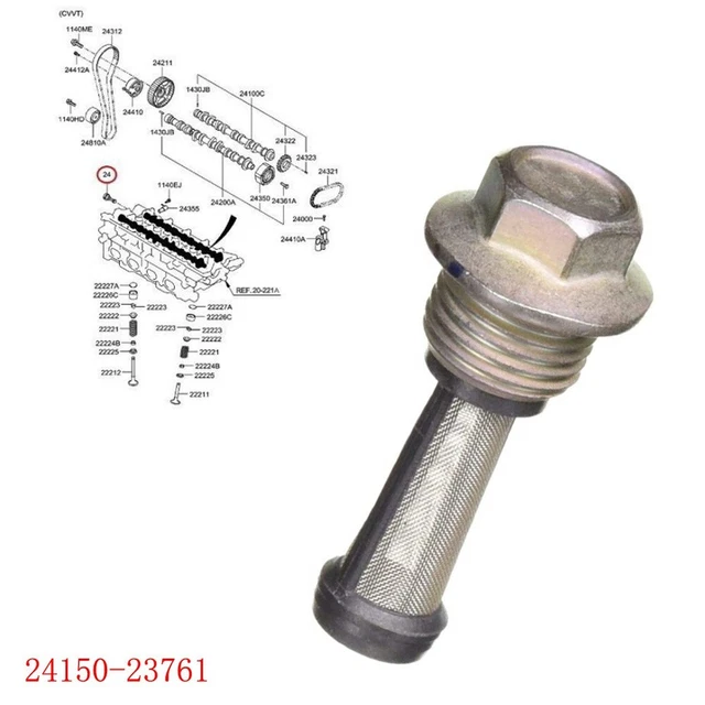 ~Oil Control Valve Filter Assy 24150-23761 For Hyundai For Kia 2004-2012 Durable