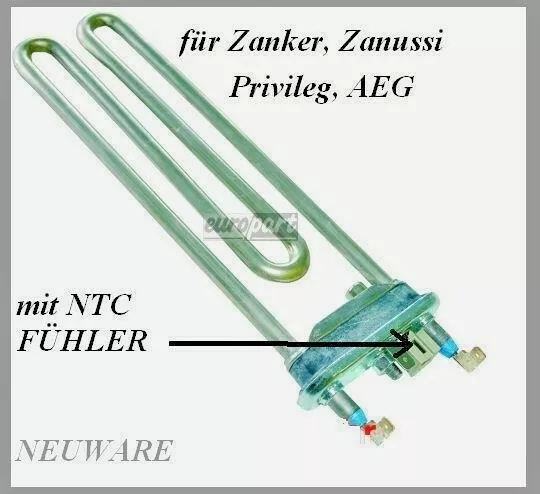 132102011 AEG Heizstab für Zanker Zanussi Waschmaschine Irca 1950W Heizung NTC