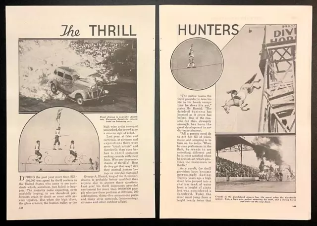 Daredevils 1937 article “The Thrill Hunters” Aerialist~High Divers~ Diving Horse