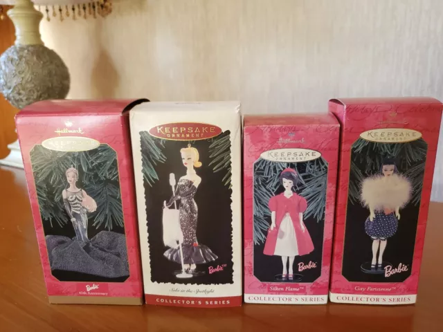 lot (4) Hallmark Barbie ornaments 1998, 1996, 1995, 1999 Vintage Collectors NIB