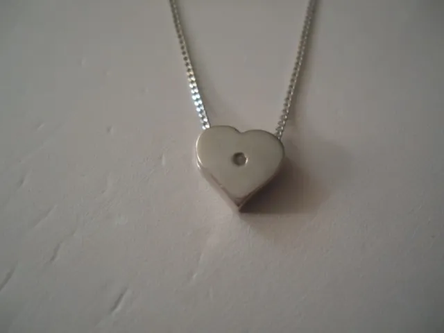 Avon Silvertone Necklace Heart Slider 15” Chain Spring Ring