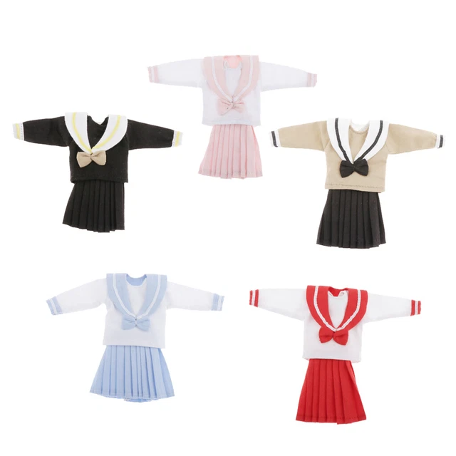 Kawaii carino 1: 6 bambola uniforme scolastica vestiti per abiti da 12 pollici