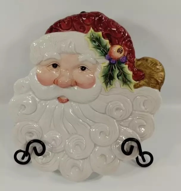 Fitz and Floyd Essentials Canape Plate Santa Claus Christmas Cookie Candy Dish