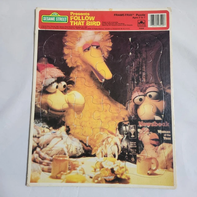 VINTAGE SESAME STREET Follow Big Bird Kids Puzzle 1985 Frame Tray 100