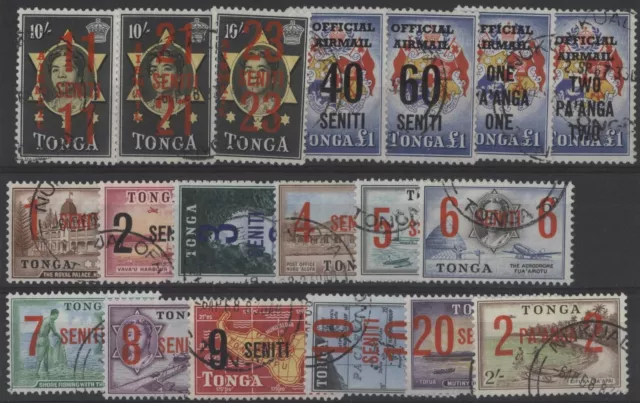 Tonga 1968 Overprint set of 12 + Air (3) + Official (4), used