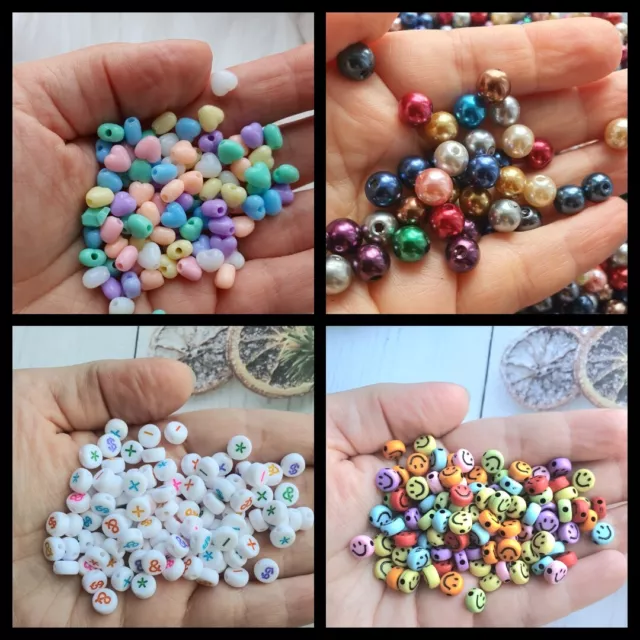 100  Beads Assorted Acrylic Bead Flat Round For Jewellery Making