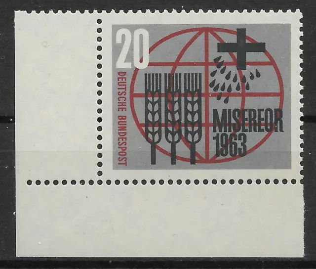 Bund 1963 ** Mi 391 Misereor vom Eckrand Ecke Bogenecke unten links 01262E