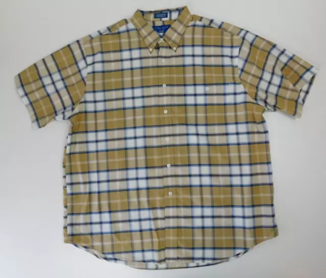 Towncraft Mens Wrinkle Free Stain Release Plaid Short Sleeve Button Shirt Size X