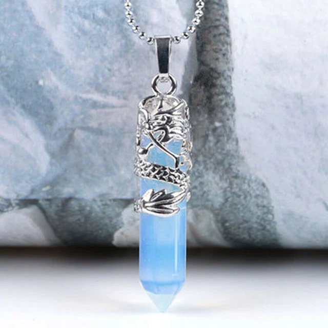 Natural Chakra Healing Quartz Crystal Pendant Hexagonal Stone Wand Necklace Gift