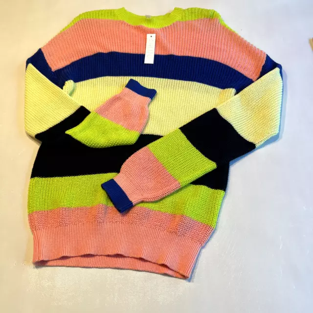Abound Long Sleeve Color block Stripe Knit Multicolor Cotton Sweater Xtra Small