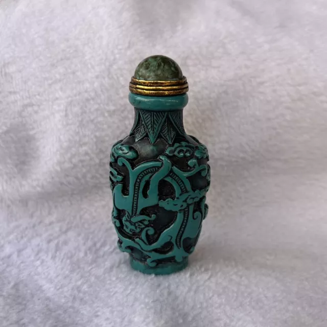 .Perfect Chinese Antique Tibetan Turquoise Beast Snuff Bottle A37