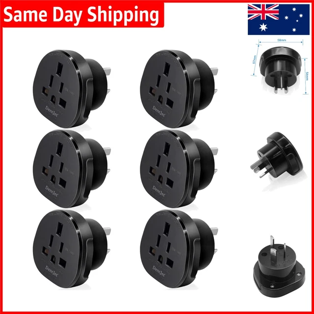 COMPACT 6-PACK UK/US to AU/NZ Adaptor with Insulated Pins - Lightweight ...