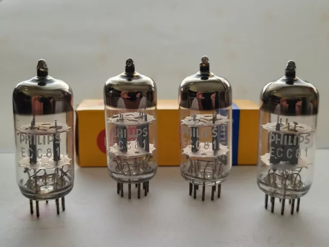 Mullard 12AT7 ECC81 Matched Quad Philips Label - Blackburn 1966 - Same Code -NOS