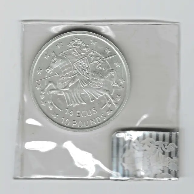 1992 14 Ecus £10 Pounds Gibraltar Silver Coin 0.925 Scarce Proof Condition M264