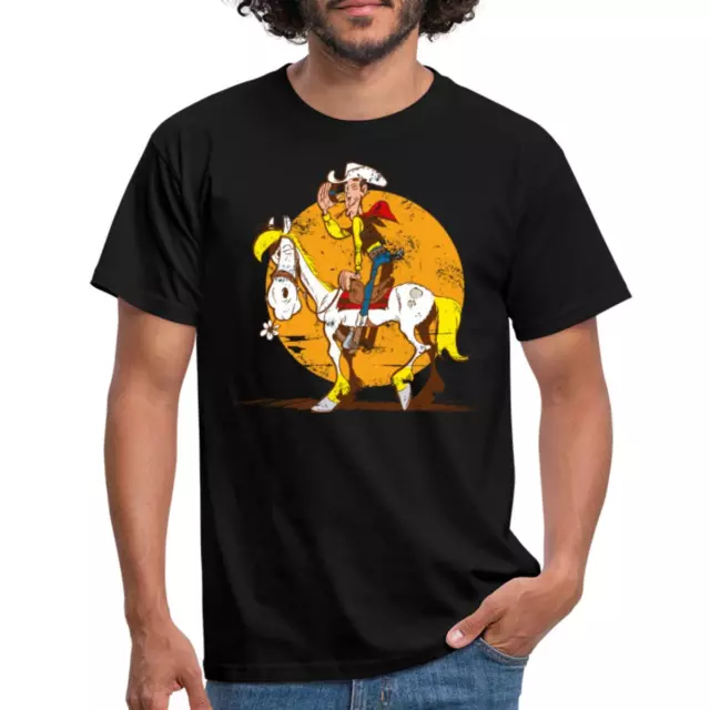 Lucky Luke Jolly Jumper im Sonnenuntergang Männer T-Shirt