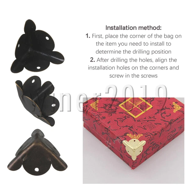 Herrajes de esquina decorativos antiguos de bronce para mesa caja de madera paquete de 400" de 0,75