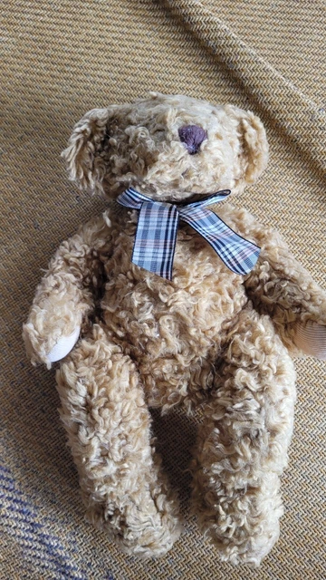 RUSS BERRIE CO BROWN VINTAGE Teddy Bear Plush Stuffed Bow 13