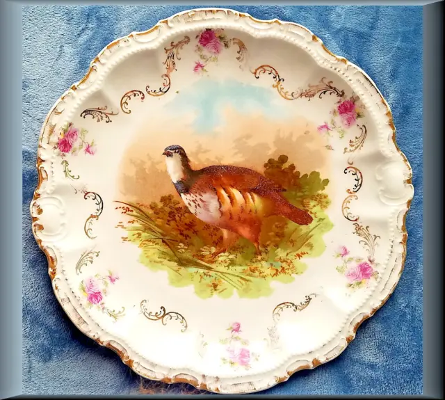 🌈 Antique Cabinet Plate Grouse Game Bird Porcelain Bavaria 12 in