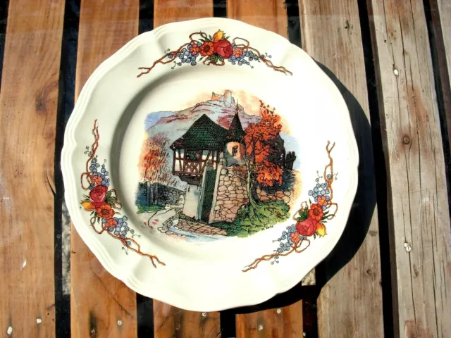 Bel Assiette Plate  Ancienne D Obernai Sarreguemines Chateau Alsace France