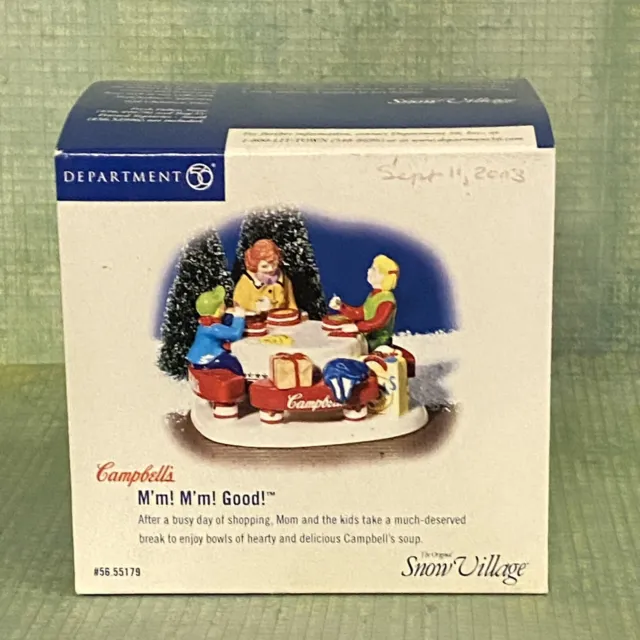 NEW Department 56 Snow Village - Campbell's M'm! M'm! Good! -Mom & Kids Eat Soup