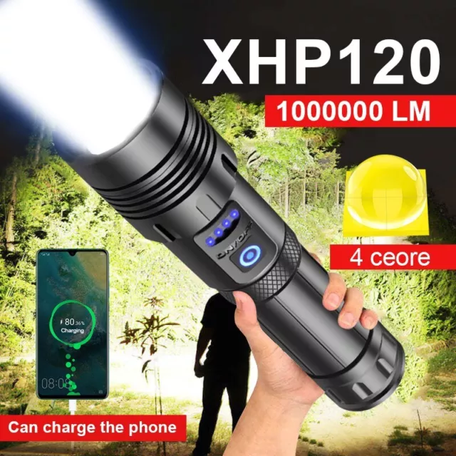 1000000 Lumens Super Bright LED Tactical Flashlight Rechargeable LED Work Light#
