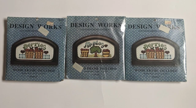 3 Jeremiah Junction Wood Kitchen Kitschy Cross Stitch Pattern Berries Apples