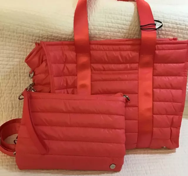 Samantha Brown To Go Tote And Crossbody 2 Piece Set Magenta Pink