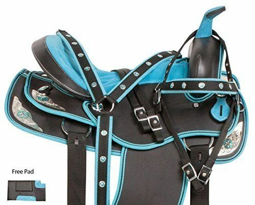 Synthetic Western Horse Saddle Barrel Racing Tack  Blue Size 8",10",12"