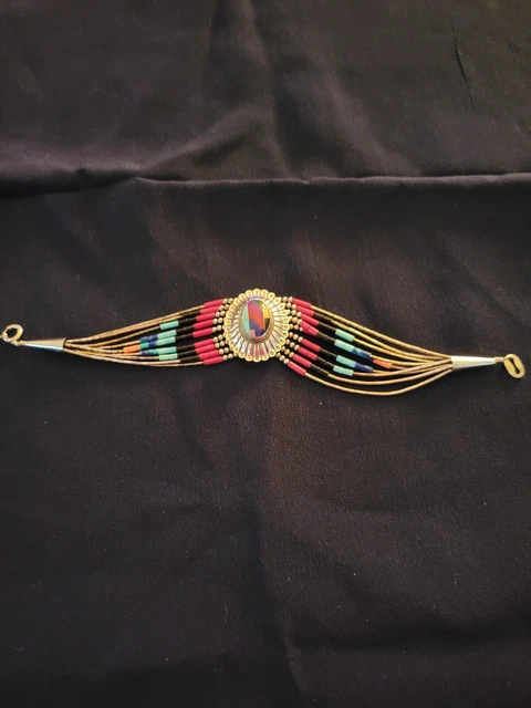 Native American Zuni Liquid Sterling 925 Multi Colored Bracelet Native American Zuni Liquid Sterling 925 Multi Colored Bracelet