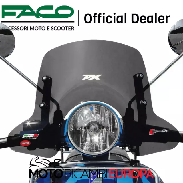 Cupolino Faco Basso Fume Per Piaggio Vespa Px 125-150-200 + Kit Attacchi