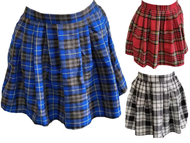 Womens Ladies High Waist Tartan Plaid Check Billie Scottish Kilt Punk Mini Skirt