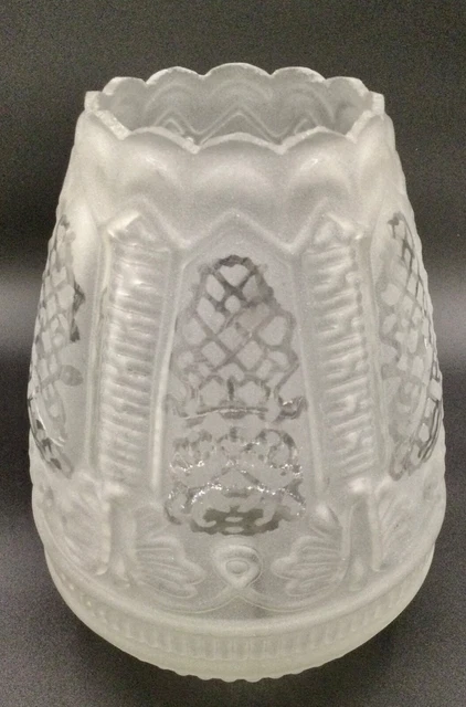 Antique Frosted Cone Shaped Glass Shade 8 3/4” Tall 2 1/2” Straight Fitter