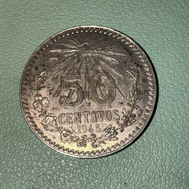 1945 Mexico 50 Centavos .720 Silver World Coin