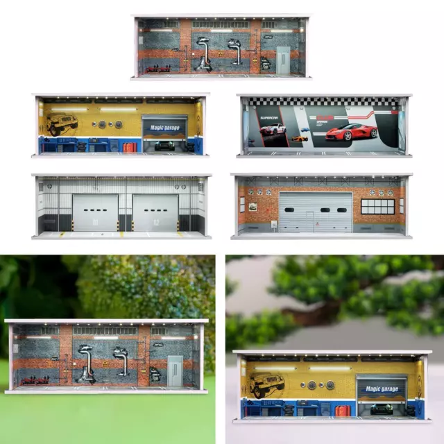 1:64 Scale Diecast Vehicle Model Display Case Mini Model Car Storage Box Scenery