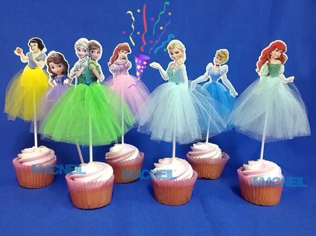 Decoraciones de tapa de pastel de fiesta de cumpleaños para niñas - princesa congelada Elsa Anna