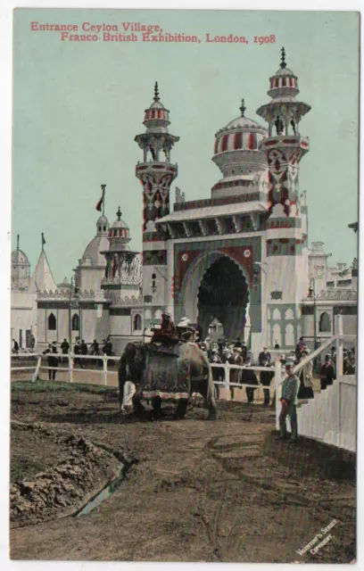 Printed Postcard Entrance Ceylon Village Franco-British Exhibition Posted 1908