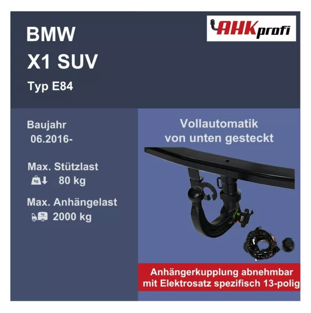 abnehmbar AHK Westfalia +ES 13 spez. für BMW X1 SUV E84 BJ 03.09-06.15 NEU ABE