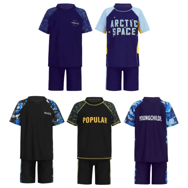 Kids Boys Beachwear Pool Swimsuit Diving Rash Guard 2 Pieces Outfits Vocationn 2