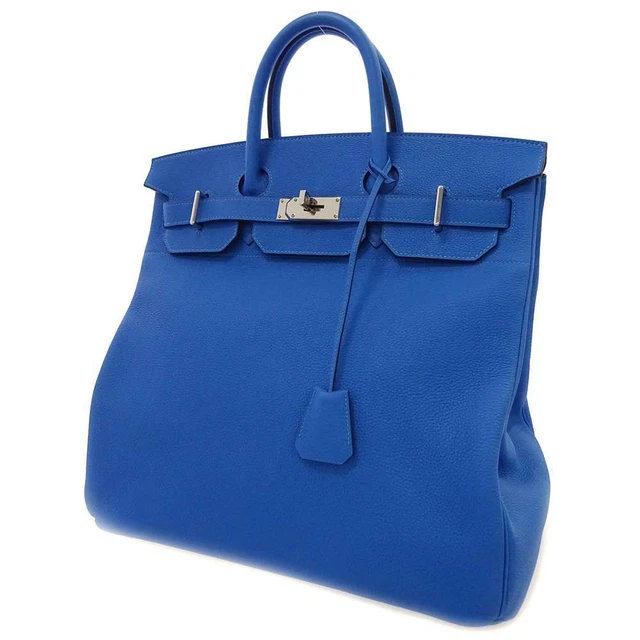 HERMES HAUT A COURROIES Size 40 Togo Leather Blue Hydra