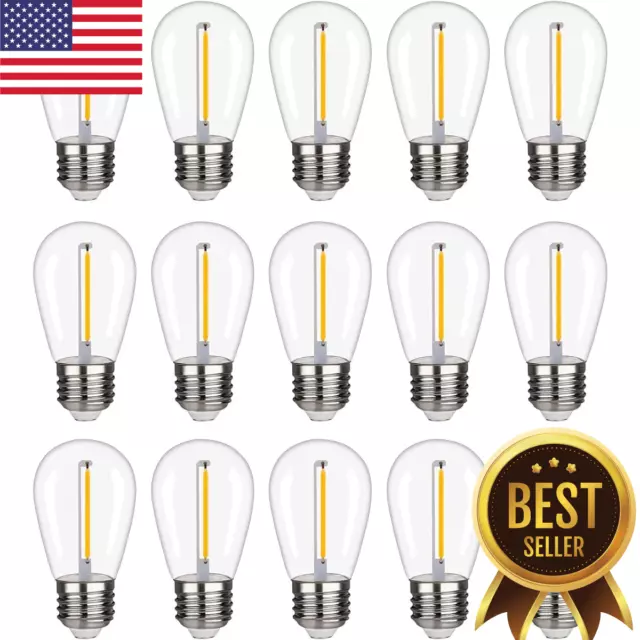 15 Pack S14 LED String Light Bulbs 1W , E26 Base Edison LED
