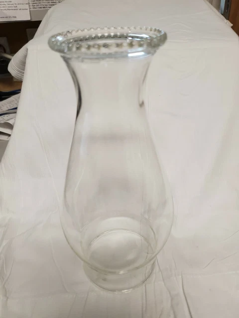 3" x 8 1/4" Clear Beaded Top Glass Oil Kerosene Lamp Chimney