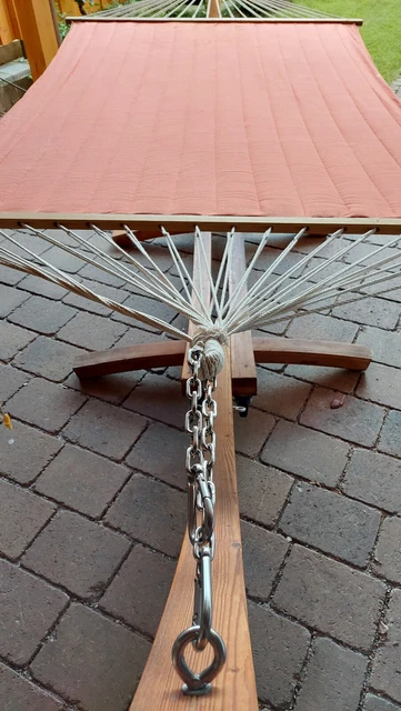 Hängematte mit Holz Gestell 4 Räder Liege Gartenliege 5