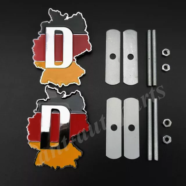 2x Metal Germany German Flag Map Car Front Grille Emblem Badge Sticker